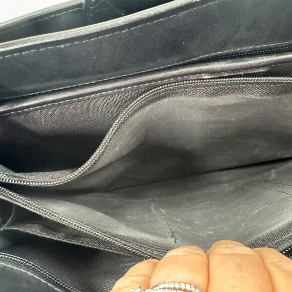 Jack Georges Black Leather Briefcase Executive Business Bag W/Adjustable Straps - Picture 12 of 16